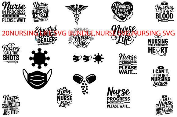 20 Nursing Life SVG Bundle, Nurse SVG