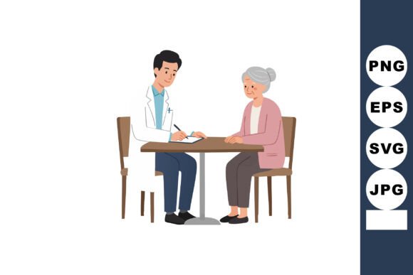 Doctor Consulting Elderly Patient Sittin