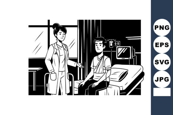 Doctor Examining Young Patient in Hospit