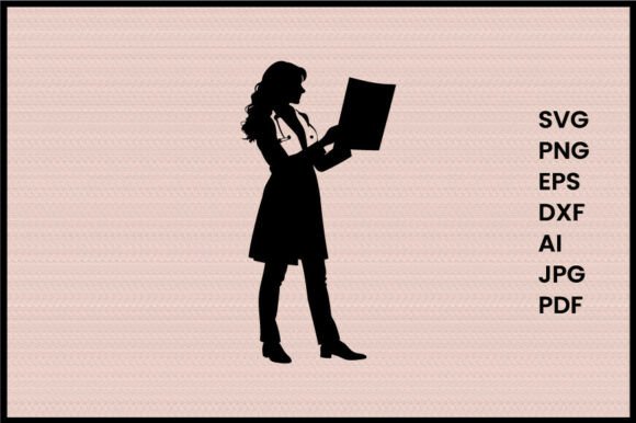 Female Doctor Examining X Ray Silhouette