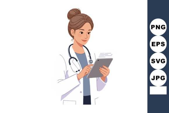 Female Doctor Holding Tablet Embroidery Review