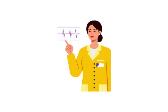 Female Doctor in Yellow Coat Pointing at