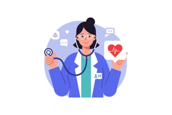 Female Doctor with Stethoscope and Heart