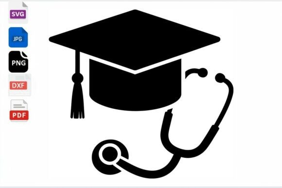 Graduation Cap Stethoscope Medical SVG
