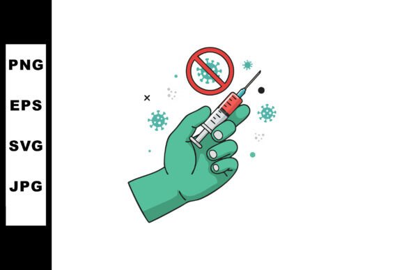 Hand Holding Syringe with Virus Preventi