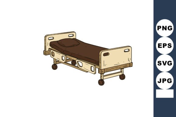 Hospital Bed with Brown Mattress and Pill