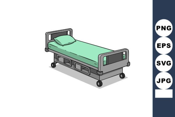 Hospital Bed with Green Mattress and Pill