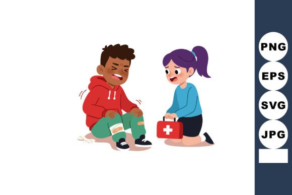 Injured Boy with Bandaged Knees Receivin