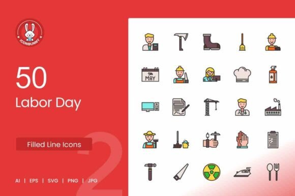 Labor Day Filled Line Icons: Embroidery Project Review