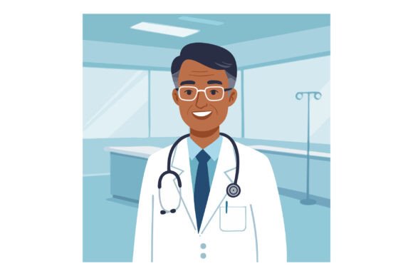 Male Doctor with Stethoscope in Hospital