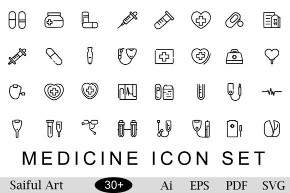 Medicine Icon Set Vector Black and White Embroidery Review