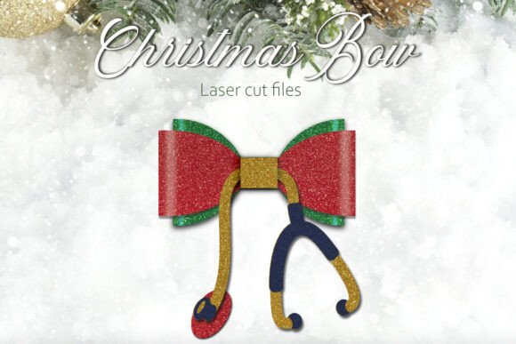 Nurse Christmas Bow SVG Decoration
