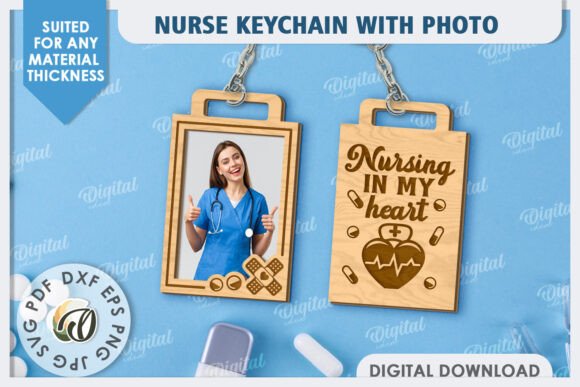 Nurse Keychain with Photo Laser Cut