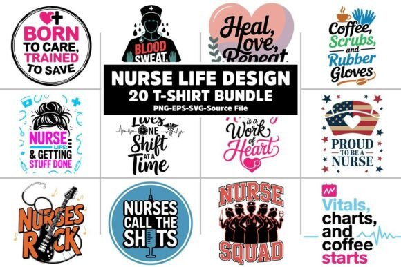 Nurse Life T-Shirt Clipart Design Bundle