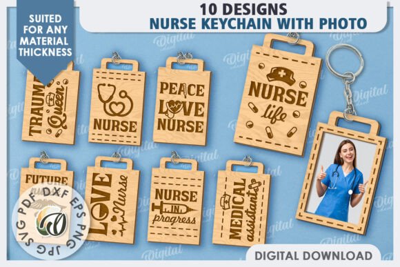 Nurse Photo Keychains Laser Cut Bundle