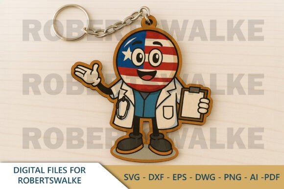 USA Doctor Keychain Laser Cut SVG