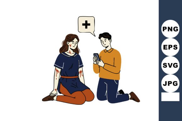 Woman Injured with Man Calling Emergency